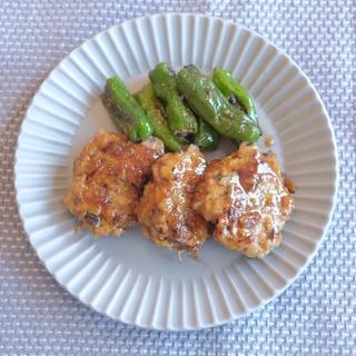 ししとうの焼き浸しと椎茸の鶏つくね